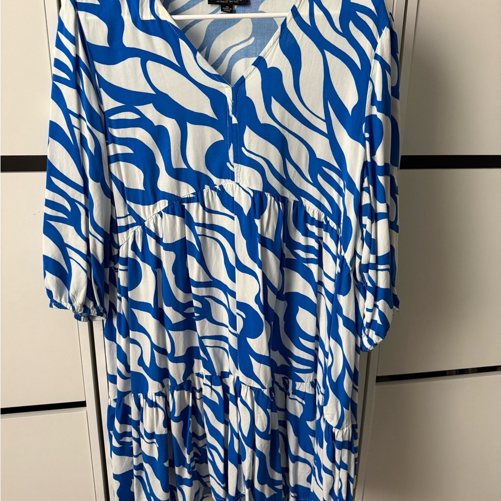 Rachel Zoe Blue and White V-Neck Dress